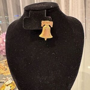 Vintage Gold Liberty Bell Brooch